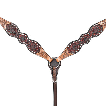 HILASON Western Horse Headstall Breast Collar Leather Brown